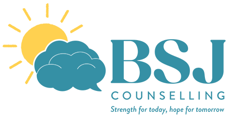 the logo for BSJ Counselling, with the tagline 'Strength for today, hope for tomorrow'